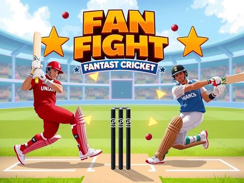 Fan Fight Fantasy Cricket dashboard showing team selection and live match stats