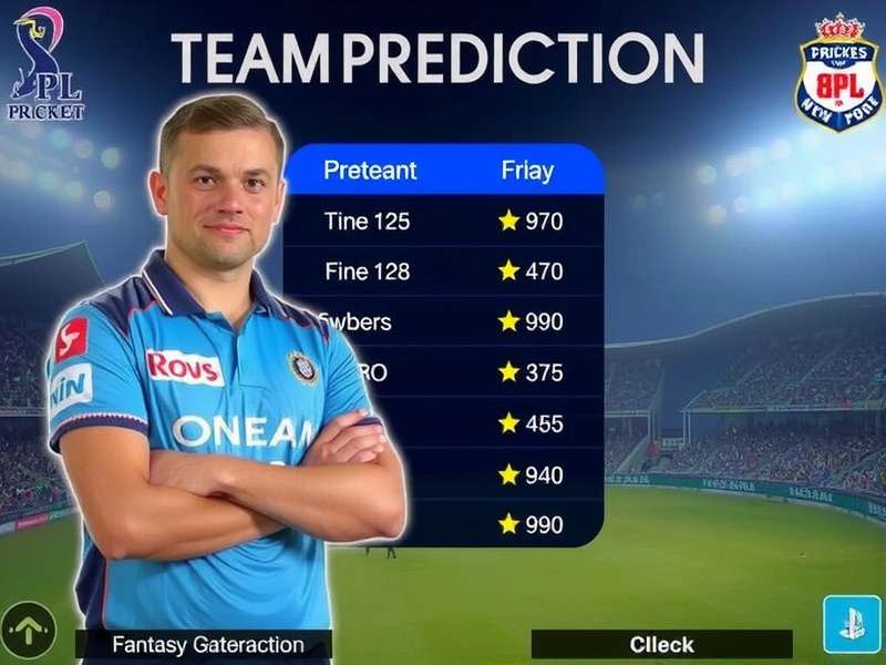 MPL Fantasy Cricket Team Prediction Dashboard showing player statistics and selection interface