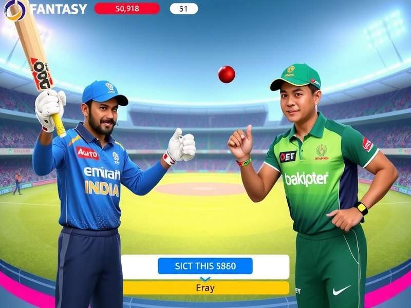 Cricket stadium with players during an IPL match between GT and MI