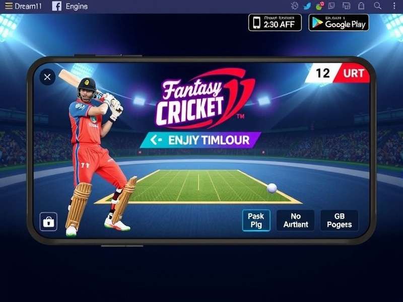Dream11 Fantasy Cricket App Interface showing team selection and live match