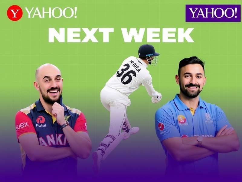 Yahoo Fantasy Cricket 2024 interface showing team selection for upcoming matches