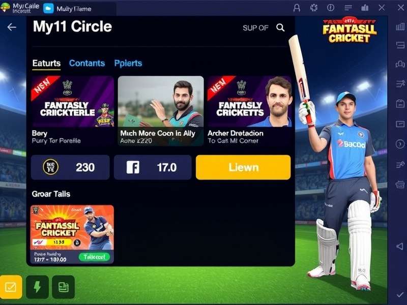 My11circle Fantasy Cricket App Downloadable Content — cricket match on mobile screen