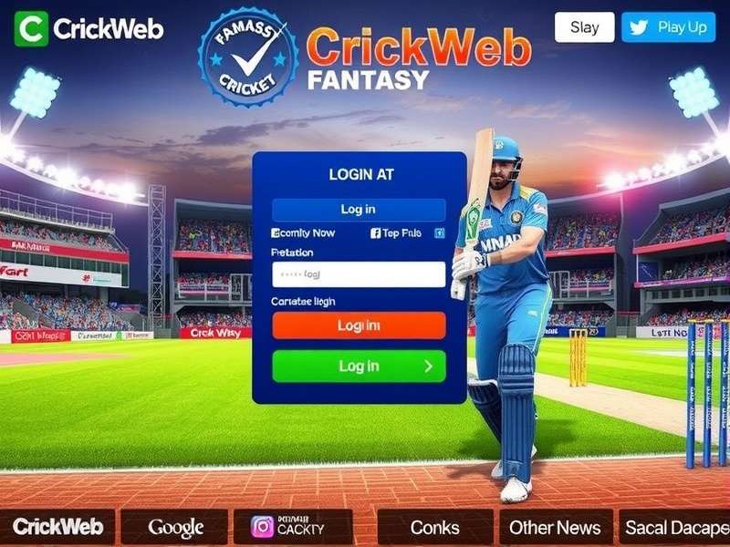 Crickweb Fantasy Cricket Login In – Fantasy Cricket gaming platform interface showing login screen with cricket theme