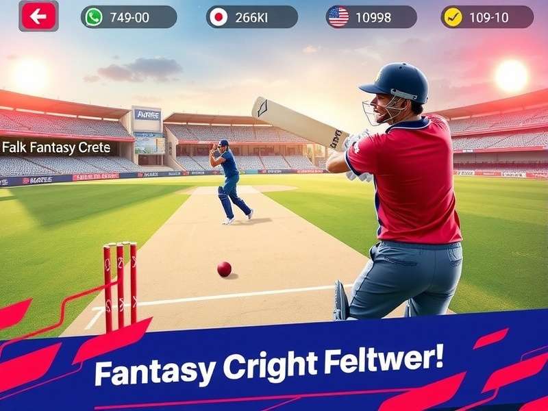 Fanfight Fantasy Cricket App banner showing cricket match visualization and fantasy features