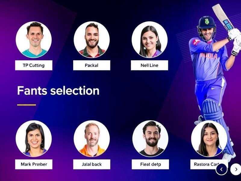 AI-powered fantasy cricket team selection interface showing data analytics and player predictions